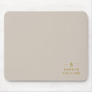 Monogram Blush Cream Gold Minimalistischer Elegant Mousepad