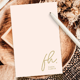 Monogram Blush Modernes Chic Script Gesellschaftsn Mitteilungskarte