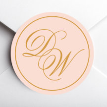 Monogram Blush Pink 2 Initialen Goldene Kalligrafi