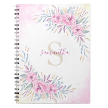 Monogram Blush Pink Blume Aquarell Elegant