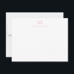 Monogram Blush Pink Einfach klassisch elegant Stil Mitteilungskarte<br><div class="desc">Einfache klassische formschöne Notizkarte für Monogramm-Rosa</div>