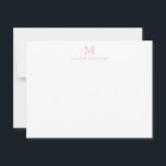 Monogram Blush Pink Einfach klassisch elegant Stil Mitteilungskarte<br><div class="desc">Einfache klassische formschöne Notizkarte für Monogramm-Rosa</div>