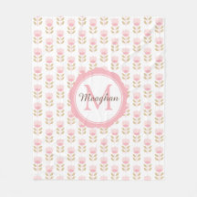 Monogram Blush Pink Floral Pattern
