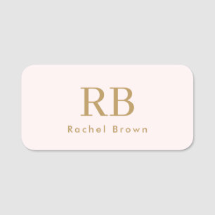 Monogram Blush Pink Gold Feminine Minimalistisch Namensschild