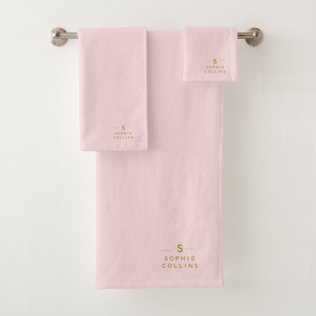 Monogram Blush Pink Gold Minimalist Nom élégant (En situation)