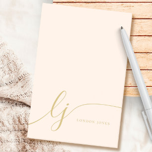 Monogram Blush Pink Gold Moderne Minimine Feminine Post-it Klebezettel