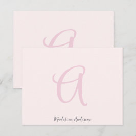 Monogram Blush Pink Moderne Minimalistische Femini Dankeskarte