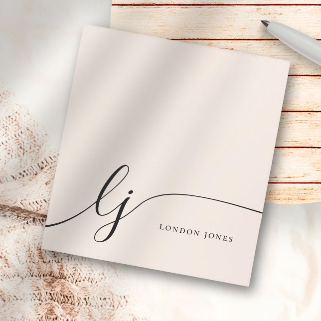 Monogram Blush Pink Moderne Minimalistische Femini Notizblock (Von Creator hochgeladen)