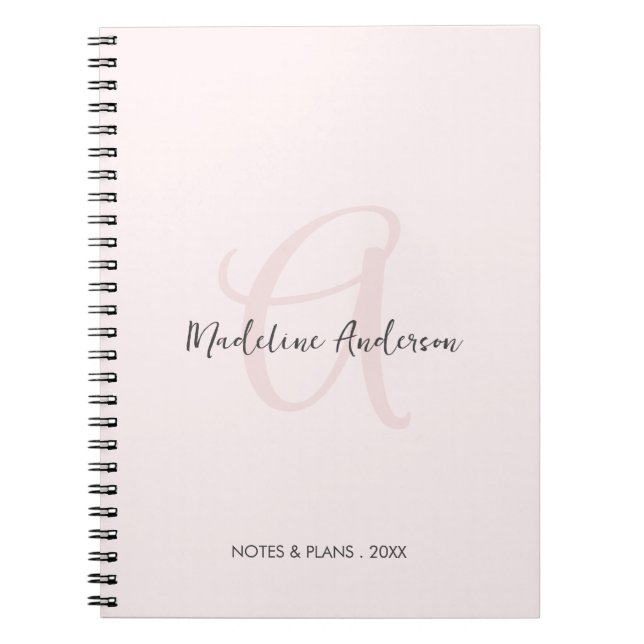 Monogram Blush Pink Moderne Minimalistische Femini Notizblock (Vorderseite)