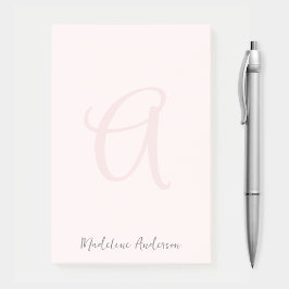 Monogram Blush Pink Moderne Minimalistische Femini Post-it Klebezettel