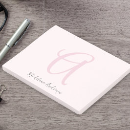 Monogram Blush Pink Moderne Minimalistische Femini Post-it Klebezettel