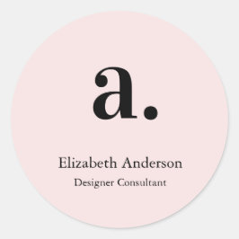 Monogram Blush Pink Moderne Minimalistische Femini Runder Aufkleber