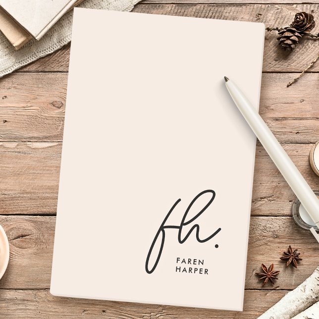 Monogram Blush Pink Modernes Script Feminine Minim Post-it Klebezettel (Von Creator hochgeladen)