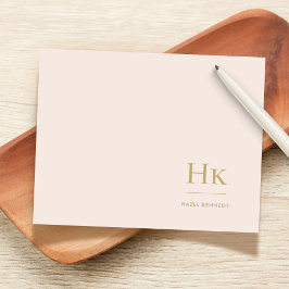 Monogram Blush Simple Feminine Social Notecard Mitteilungskarte