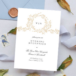 Monogram Blush Wappen Elegant Wedding Empfang Begleitkarte