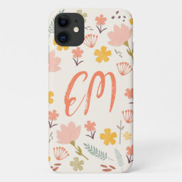 Monogram Boho Blume iPhone Case