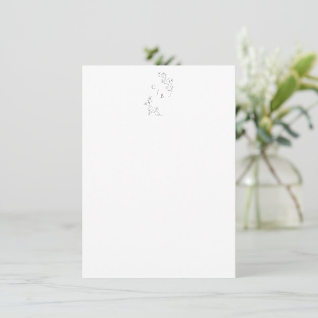 Monogram Boho Cherry Blossom Blumengestelle Hochze Mitteilungskarte (Stehend Vorderseite)