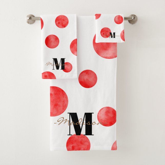 Monogram Boho pois l Rouge et blanc l Initial (En situation)
