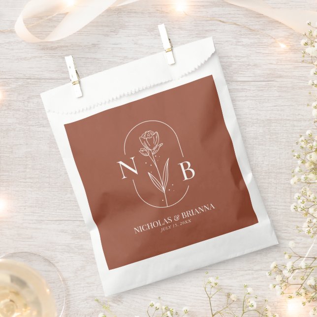 Monogram Boho Terracotta Burnt Orange Wedding Geschenktütchen (Ausgeschnitten)