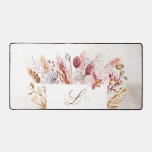 Monogram Boho Wildblume Watercolor Schreibtischunterlage