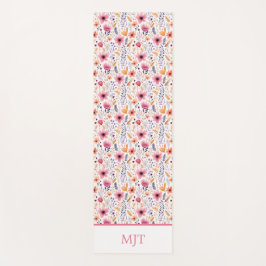 Monogram Boho Wildblumen Rosa Lila orange Beige Yogamatte