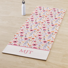 Monogram Boho Wildblumen Rosa Lila orange Beige Yogamatte