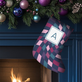 Monogram Bold Checked Pattern Kleiner Weihnachtsstrumpf