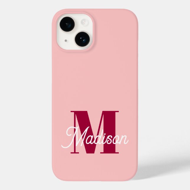 Monogram Bold Pink Personalized Initials Case-Mate iPhone 14 Hülle (Rückseite)