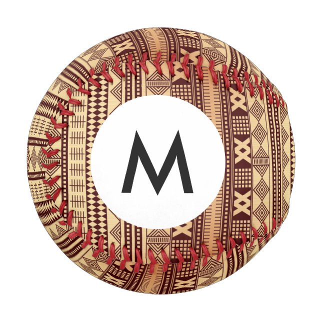 Monogram Braun Ethno-Struktur Baseball (Vorderseite Links)