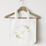 Monogram Bridesmaid in moderner geometrischer Gree Tragetasche<br><div class="desc">Individuell gestaltete Monogramm Tote Tasche mit modernem,  geometrischem Goldrahmen und Aquarell.</div>