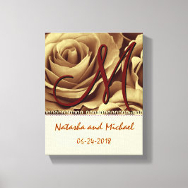 Monogram Bridge and Groom with Gold Rose Leinwanddruck