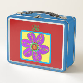 Monogram Bright Lila Green Blume Metall Brotdose