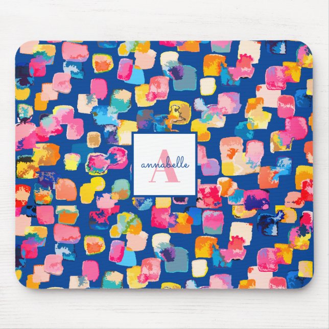 Monogram Bright Painted Abstract Personalized iPad Mousepad (Vorne)