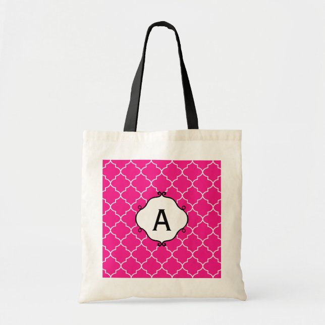 Monogram Bright Pink Totbeutel Tragetasche (Vorne)