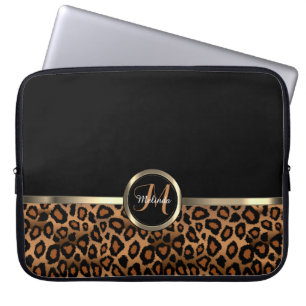 Monogram Brown and Black Leopard with Gold Accents Laptopschutzhülle