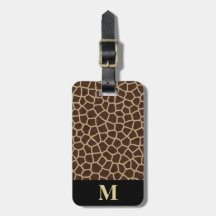Monogram Brown Beige Giraffe Animal Geometric