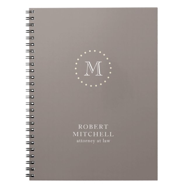 Monogram Brown Elegant Beruflich 80 p Notebook Notizblock (Vorderseite)