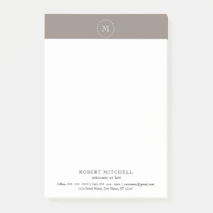 Monogram Brown Elegant Beruflich Post-it® Notes Post-it Klebezettel