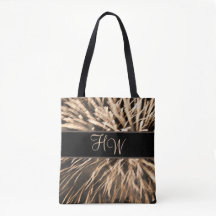 Monogram Brown Gold Feuerwerk Totbeutel