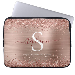 Monogram Brown Imitats-Glitzer Girly Glam Laptopschutzhülle