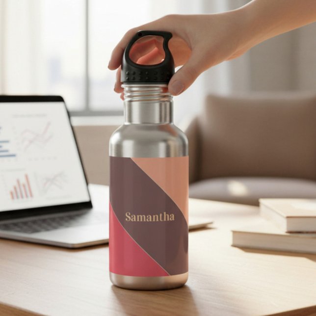 Monogram Brown und Maroon Striped Edelstahlflasche (Von Creator hochgeladen)