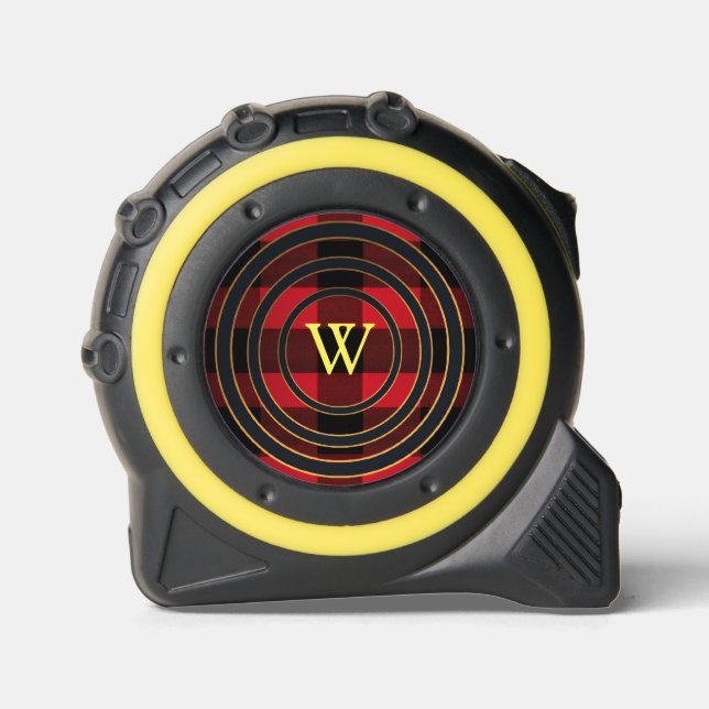 Monogram Buffalo Kariert Black Red Gelb Maßband (Vorderseite)