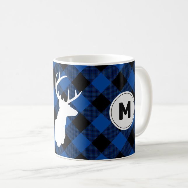 Monogram Buffalo Kariert Lumberjack Elch Kaffeetasse (VorderseiteRechts)