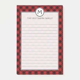 Monogram Buffalo Kariert Red and Black Christmas Post-it Klebezettel