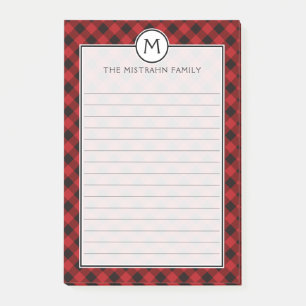 Monogram Buffalo Kariert Red and Black Christmas Post-it Klebezettel