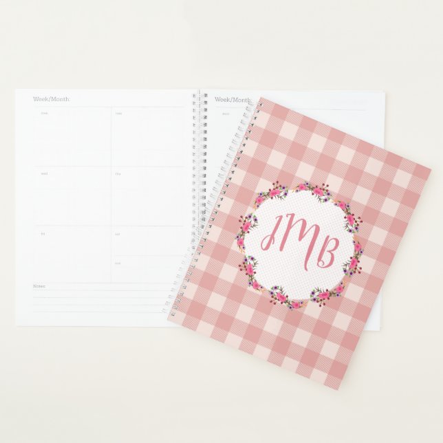Monogram Buffalo Kariert | Rosa Karos und Blume Planer (Anzeige)