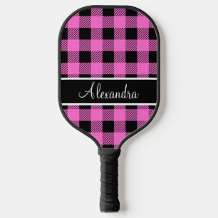 Monogram Buffalo Kariert rosa und schwarz Pickleball Schläger