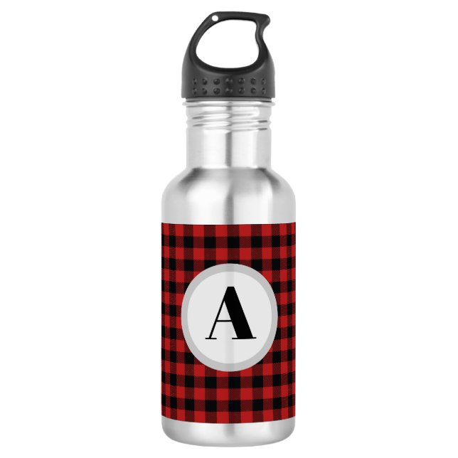 Monogram Buffalo Karo Edelstahlflasche (Vorderseite)
