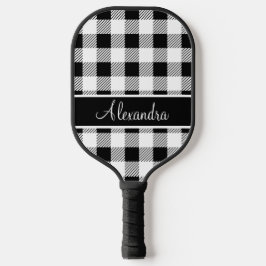 Monogram Buffalo Plaid White and Black Pickleball Schläger