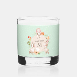 Monogram Bunny Rabbits Floral Oaster Personalisier Whiskyglas